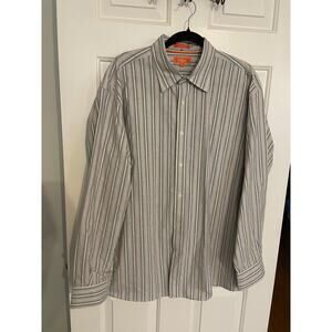 Faconnable Mens XL Button Up Shirt All Cotton Striped Multicolor Long Sleeve